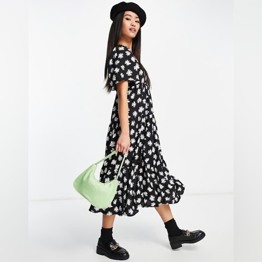 Miss Selfridge Angel Sleeve Midi Dress in Daisy
